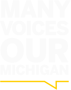 Many Voices Our Michigan mark